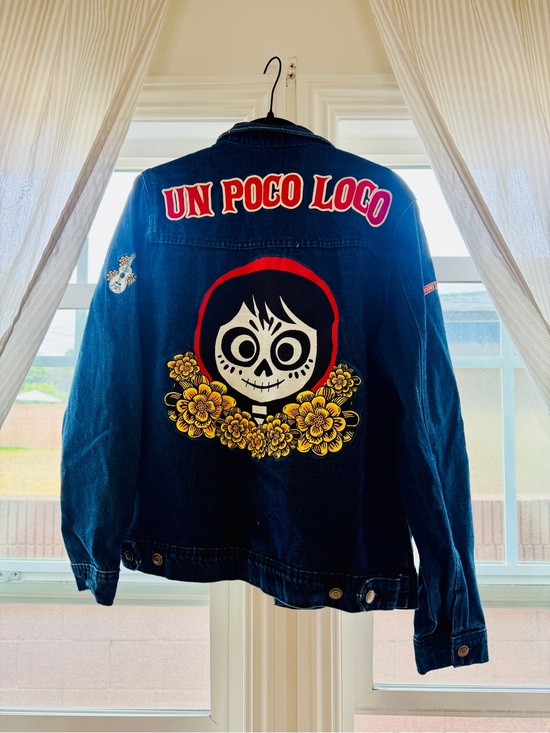 cakeworthy Jackets & Blazers - Disney Un Poco Loco Graphic Dark Blue Denim Jacket